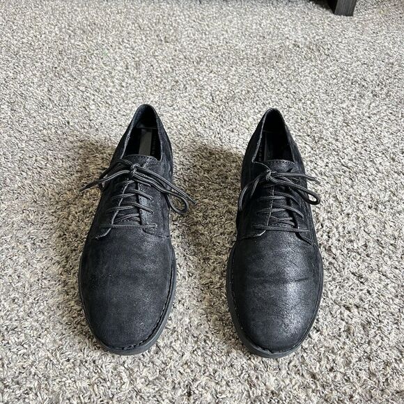 BORN Herman Black Distressed Suede Leather Oxfod Shoe Men’s 11 M Comfort - Picture 12 of 12